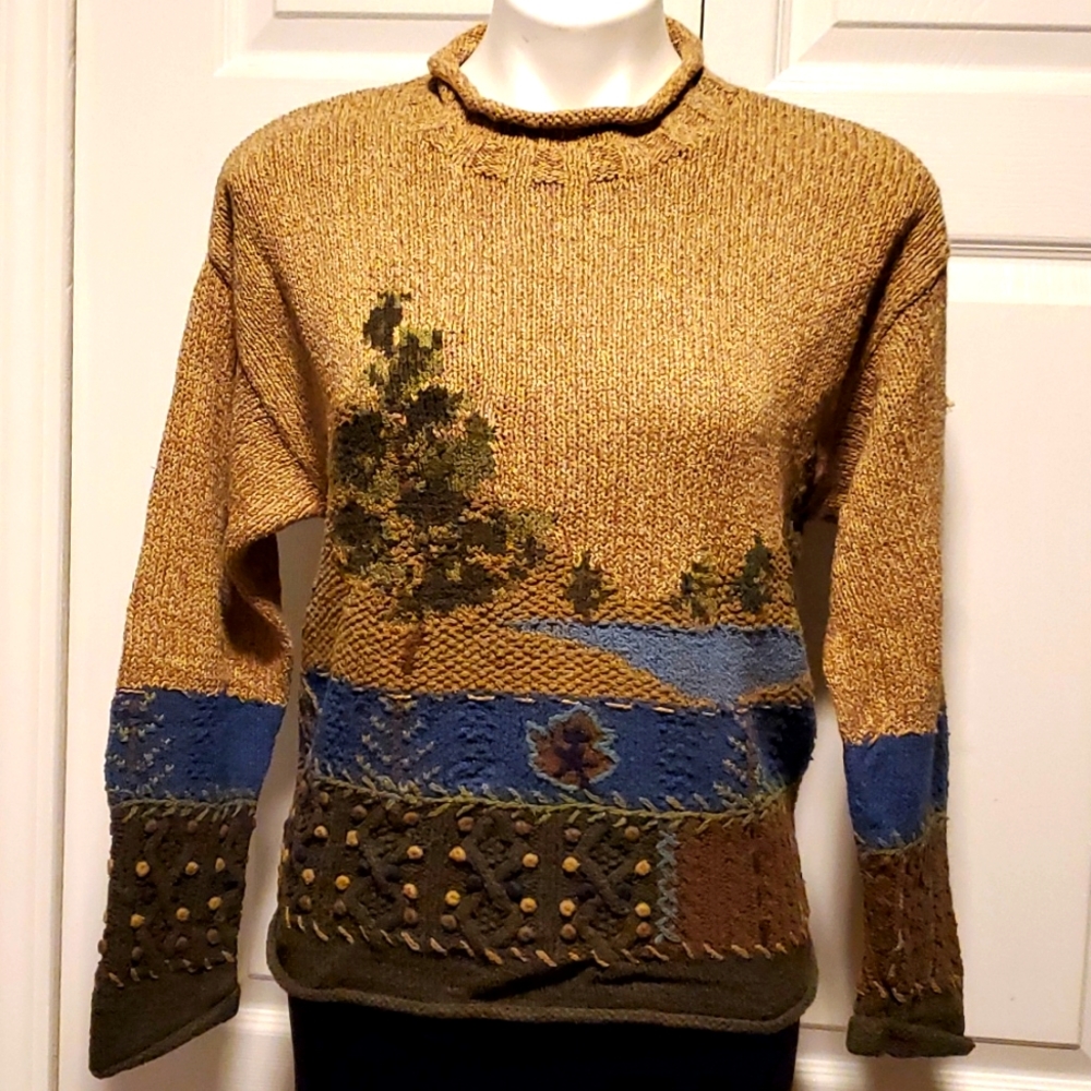 Robert Scott Women's Knitted Brown Sweater - Size Small